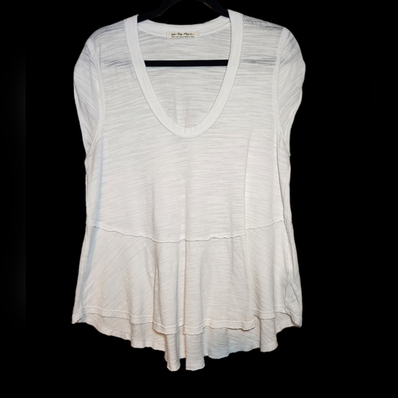 We the Free Oversized Cap Sleeve V-Neck High Low White Tee Size Small - Picture 1 of 7